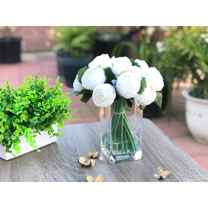 Rosdorf Park Silk Ranunculus Arrangement in Vase & Reviews Wayfair